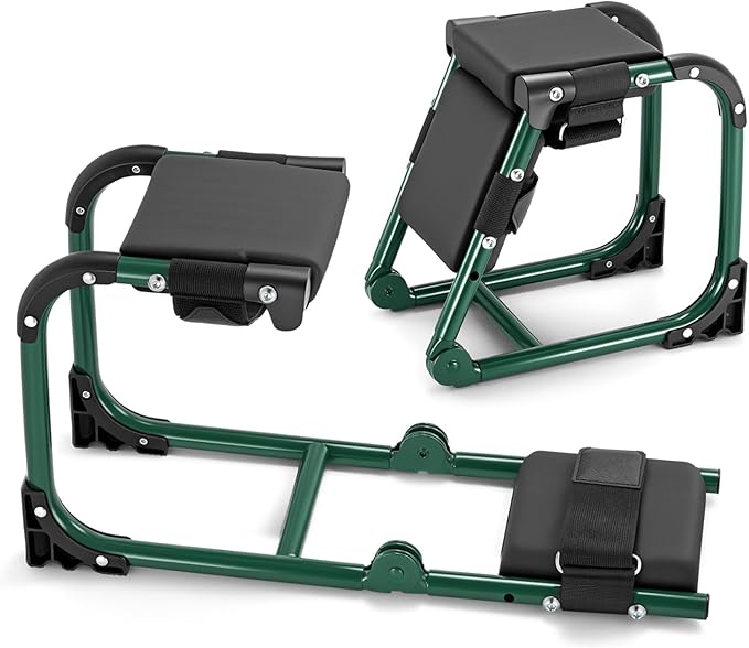 Ergonomic Knee Seat, Foldable 2-in-1 Garden Kneeler and Seat, with Adjustable Kneeling Pad and Soft Seat Cushion, Supports Up to 350 LBS