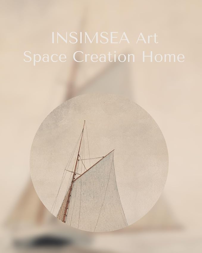 InSimSea Framed Canvas Wall Art of Large Coastal Sailboat - Classical Art for Living Room and Bedroom, White Sailboat Sea Painting, Home Decor Artwork 16x20In