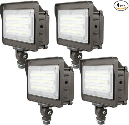 kadision LED Flood Light 50W, Dusk-to-Dawn Photocell, 5000K 6500lm 100-277Vac, 180-degree Adjustable Knuckle, Waterproof Outdoor Security Lighting Fixtures, ETL Listed (4-Pack)