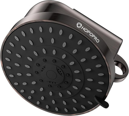 High Flow Filtered Shower Head, HOPOPRO 5 Modes High Pressure Fixed Showerhead with Filter, 2-In-1 Shower Head Filter, Remove 99% Chlorine, Improves Skin Hair Condition (6 Inch Oil Rubbed Bronze)