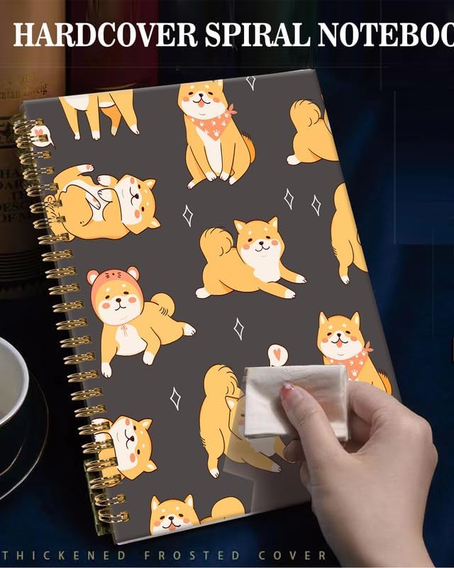 Spiral Journal Notebook,A5 Hardcover Lined Journals for Women Girl 6 x 8.3 in,120 Pages Thick Paper,Cute College Ruled Writing Notebook for Gifts Office Work School(Kawaii Shiba Dog)