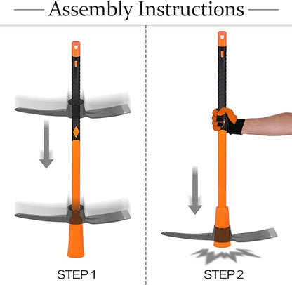 VNIMTI Pick Axe for Digging, Heavy Duty Pickaxe with Shock Absorbing Handle, 36 Inches