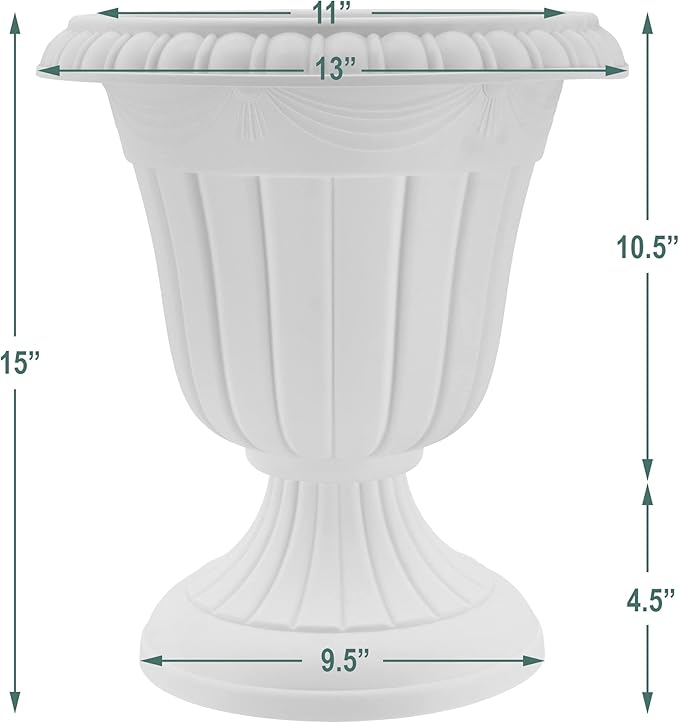 Arcadia Garden Products Classic Traditional Plastic Urn Planter Indoor/Outdoor