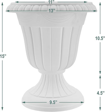 Arcadia Garden Products Classic Traditional Plastic Urn Planter Indoor/Outdoor