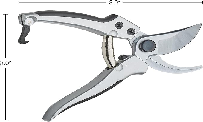 Bypass Pruning Shears for Gardening - 8” Heavy Duty Garden Shears - Spring-Loaded Snap Catch and Ergonomic Grips - Ultra Sharp Rust Resistant Trimming Scissors - Gardening Tools by Kings County Tools