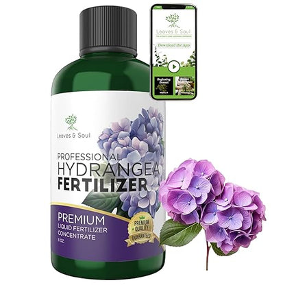 Leaves and Soul Hydrangea Professional Liquid Fertilizer - Complete 3-5-4 Nutrient Blend Concentrate for Enhanced Blooming & Growth - Perfect for Garden & Indoor Plants - New & Improved Blend - 8 oz