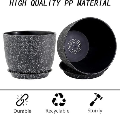 Flower Pots 12 Inch Set of 2, Plant Pots Pots for Indoor Plants, Planters for Outdoor Plants 12 Inch Pots for Plants with Drainage and Saucers, Speckled Black