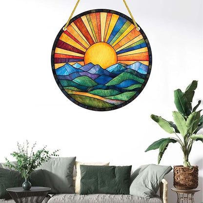 Acrylic Stained Window Hanging Sunshines Acrylic Decoration for Indoor Outdoor Home Bar Office Garden Plastic Ornament Decor 8x8 Inch