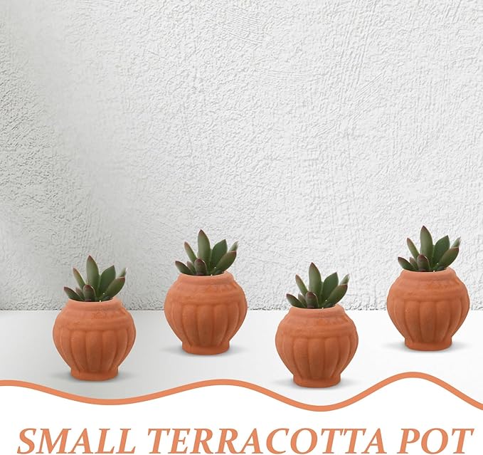 4Pcs Mini Terracotta Pots Small Clay Planters Lightweight Succulent Nursery Pots Garden Pottery for Indoor Outdoor Plants