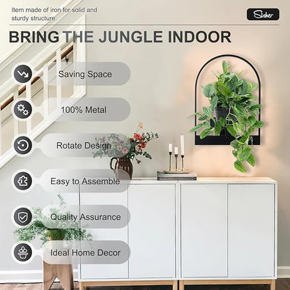 Sisher 3Pack Wall Plant Holder,Indoor Plant Wall Decor,Modern Frame Plant Stand ,Window Plant Shelves Set,Premium Metal Hanging Plant Holder