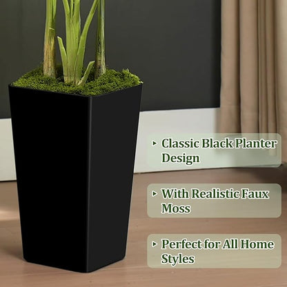 Lifelike Bird of Paradise Artificial Plant 7ft Faux Banana Leaf Tree with Black Tall Planter for Home Decor - Perfect Indoor Silk Floor Plant for Living Room, Office, and Bedroom Ambiance Enhancement