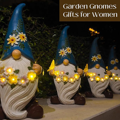 DKJOCKY Funny Garden Gnomes Gifts for Women, Solar Gnomes Outdoor Decorations for Yard, Birthday Gifts for Christmas for Women Mom Grandma Wife