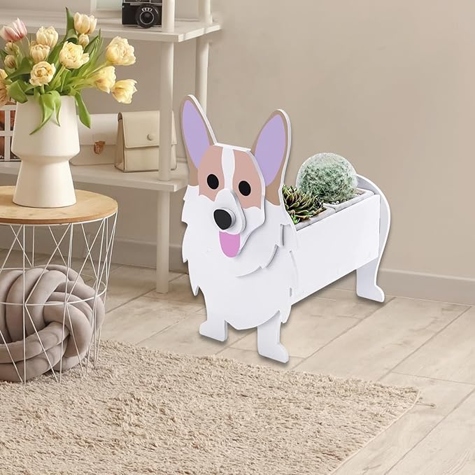 Corgi Dog Planter Plant Pots,Cute Dog Flower Planter,Gifts for Pet Lovers,Unique Animal Plant Pots,Office,Indoor Outdoor Garden Decor(9.45 * 6.73 * 12.2in)