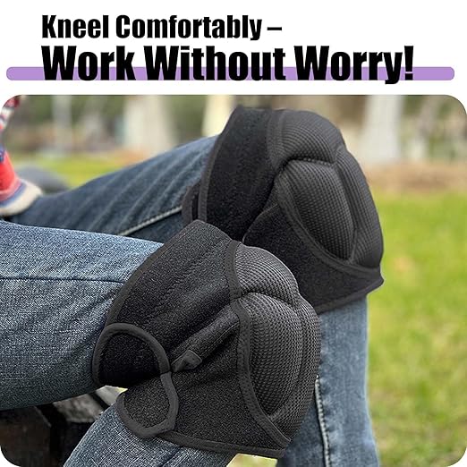 Work Knee Pads for Cleaning Gardening, Adjustable Foam Kneepad with Elastic Straps for Scrubbing Floors, Crawling Knee Cushion with Soft Inner Liner for Housekeeping Weeding Planting for Christmas, Black XL