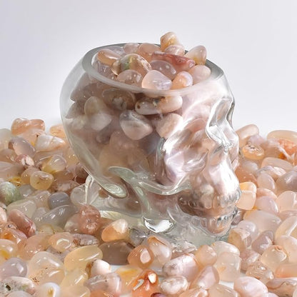 Polished Sakura Agate Crystals - 72 Pcs, 0.5" 10 oz Handpicked Natural Tumbled Gemstones Rocks, Pebbles for Reiki, Chakra, Healing Home Decor