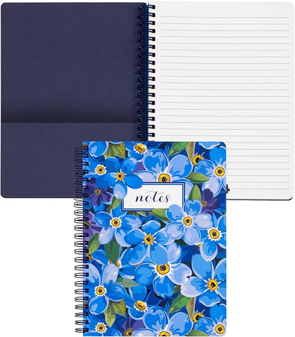 Steel Mill & Co Cute Mini Spiral Notebook, 8.25" x 6.25" Journal with Durable Hardcover and 160 Lined Pages (Forget Me Not)