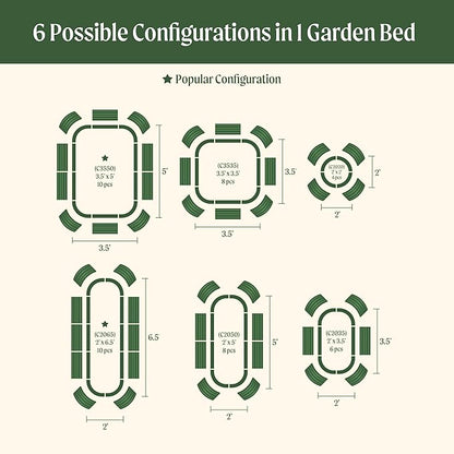 32" Extra Tall Raised Garden Bed Kits, 3.5 x 5 x 2.7ft Raised Planter Box Outdoor, 2 x 6.5 x 2.7ft Deep Root 6 in 1 Modular Metal Raised Beds for Gardening Vegetables Flowers Fruits - Modern Gray