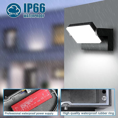 40W LED Outdoor Wall Light, 5000K Daylight Waterproof Floodlights, 360 ° Adjustable Wallpack Lighting Modern Security Commercial Exterior Wall Mount Fixture for Yard Hardwired Super Bright