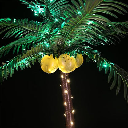 LED Palm Tree Lights, 7ft Artificial Palm Tree, Reinforced Heavy-Duty Base, 192 LEDs, All-Weather, Indoor/Outdoor, Timer & Dimming, UL/ETL Listed