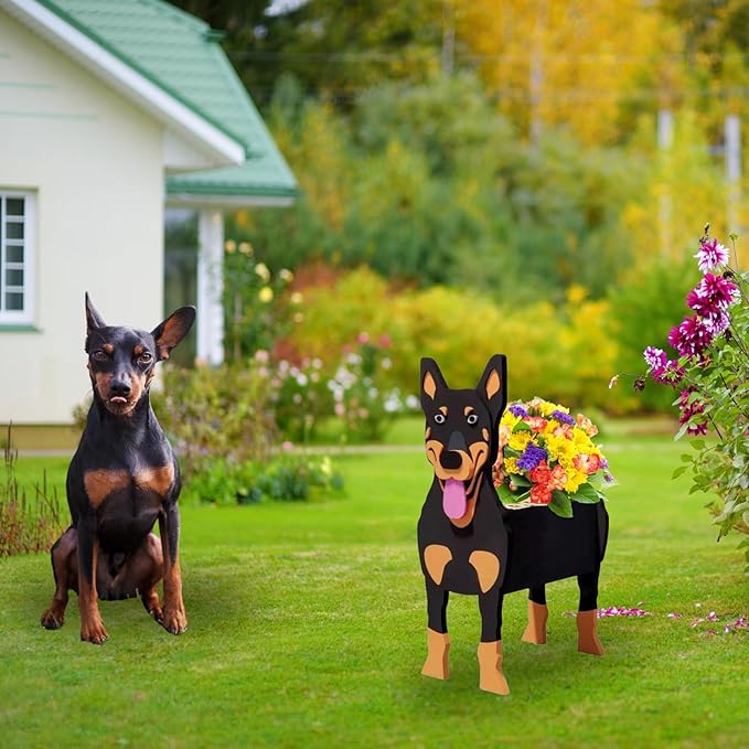 Australian Kelpie Dog Planter Plant Pots,Cute Dog Flower Planter,Gifts for Pet Lovers,Unique Animal Plant Pots,Office,Indoor Outdoor Garden Decor(9.45 * 5.51 * 13.39in)