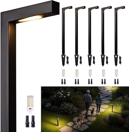Gardenreet Brass Hardwired Landscape Path Lights, 2700K/3000K/4000K Adjustable 12V Low Voltage Pathway Light IP65 Waterproof, Outdoor Walkway Lighting, Bronze for Patio Lawn with G4 Bulb (6 Pack)