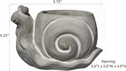 Classic Home and Garden Cement Buddies Animal Planter - Cute Desk Decoration - UV Coated Animal Vase w/Drain Plug - Succulent Plant Pot for Indoor/Outdoor Use (Snail Planter, Natural, Small)
