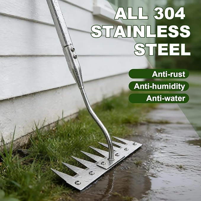Weeding Rake Heavy Duty w 45’’ Ergonomic Curved Handle, 2026 Upgraded 8 Teeth Stainless Steel Weed Puller Tool w Weeding Blade, Cultivator Rake Gardening Tools for Yard, Flower Beds & Loosening Soil
