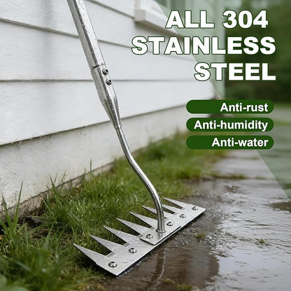 Weeding Rake Heavy Duty w 45’’ Ergonomic Curved Handle, 2026 Upgraded 8 Teeth Stainless Steel Weed Puller Tool w Weeding Blade, Cultivator Rake Gardening Tools for Yard, Flower Beds & Loosening Soil