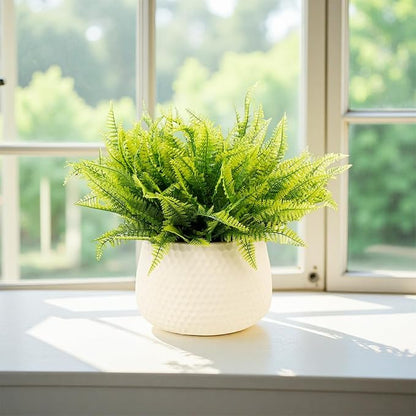 FGSAEOR 12 Bundles Artificial Boston Ferns Flowers for Outdoor Indoor, Faux Flower with Eucalyptus Leaves Fake Plants Greenery, Garden Home Decor