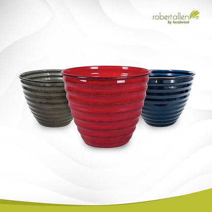 Headwind Avondale Collection Ironstone Decorative Planter - 8 Inch Pebblewood Grey Finish, Lightweight, Durable, Rust-Resistant, Weatherproof, Indoor & Outdoor Use by Robert Allen