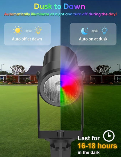ZYAN Solar Color Changing Outdoor Spotlights with Remote, IP65 Waterproof RGB Landscape Lighting for Garden Yard Path 8 Pack (2x4Pack)