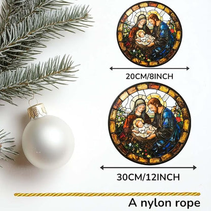 Acrylic Window Hanging Christmas Stained Panel Window Decoration for Outdoor Indoor Garden Yard Home Winter Decor 8 Inch