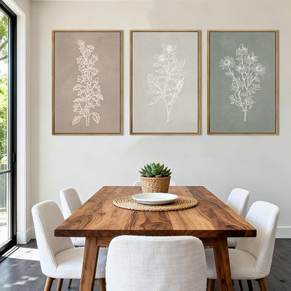 ANHUIB Neutral Botanical Wall Art Farmhouse Floral Paintings Boho Flower Wall Decor 16x24 Inch Set of 3 for Living Room Bedroom