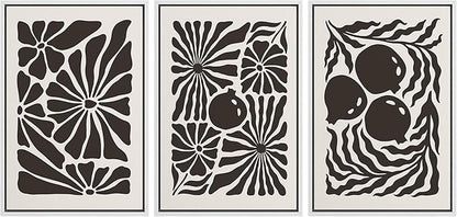 Ashbrook Framed Canvas Print Wall Art Set Mid-Century Modern Flowers & Fruit Nature Wilderness Illustrations Modern Art Floral Botanical Minimal Calm/Relax/Cozy for Bedroom - 16"x24"x3 WHITE