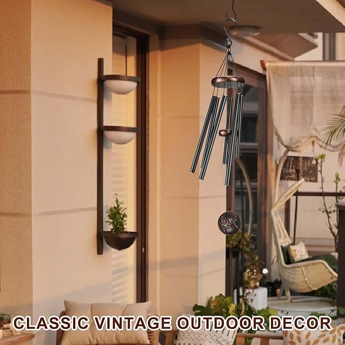 Wind Chimes for Outside, Vintage Hummingbird Deep Tone Wind Chime Outdoor Clearance, Patio Porch Balcony Decoration, Garden Hanging Decor Gifts for Women Mom Grandma (32" Hummingbird)