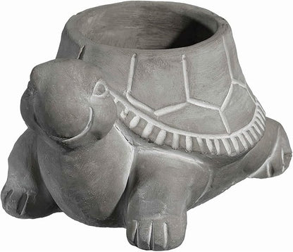 Classic Home and Garden Cement Buddies Animal Planter - Cute Desk Decoration - UV Coated Animal Vase w/Removable Drain Plug -Succulent Planter for Indoor/Outdoor Use (Turtle Planter, Natural, Large)