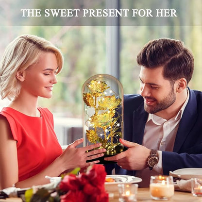 Valentines Gifts for Her,Birthday Gifts for Women,Colorful Flowers Rose in Glass Dome,Galaxy Flowers Rose with 2 Lighted Mode,Rainbow Rose Flower Gifts for Women,Valentines Gifts for Girlfriend