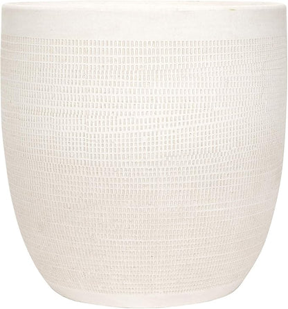 Creative Co-Op Large Matte White Embossed Stoneware Planter