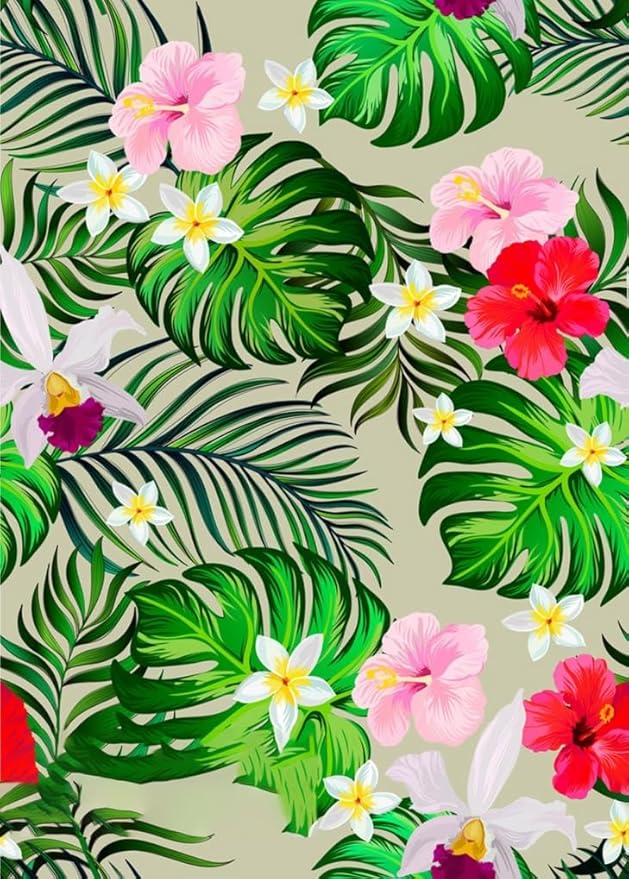 Vibrant Green Red Tropical Flowers and Palm Monstera Leaves Outdoor Area Rug for Patio Deck Porch Balcony Backyard Machine Washable Outside Carpet Kitchen Laundry Bathroom Floor Rug Runner 4x8