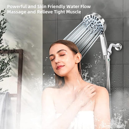 Shower Head,10 Functions High Pressure shower head with handheld, Built-in Pause Mode & Power Wash, Non-Clogging Nozzles High Flow Hand Held Shower Head, Leakproof 6ft Hose&Adjustable Bracket