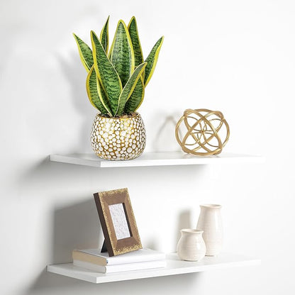 Hollyone Artificial Snake Plant Potted Faux Sansevieria Trifasciata Plants, 13" Tropical Fake Plants in Ceramic Pots for Home Office Room Indoor Decor Housewarming Gifts