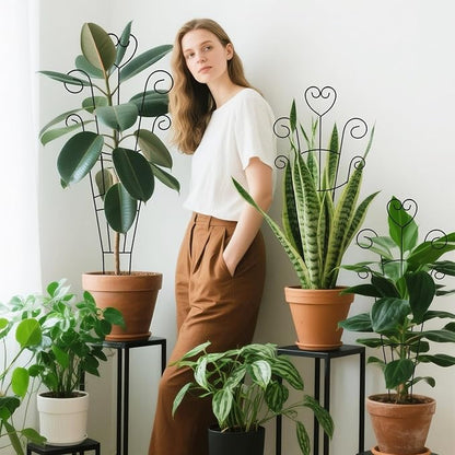 30Inch Plant Trellis for Climbing Plants Outdoor,Indoor Metal Garden Trellis for Potted Plants, Houseplant Plant Support Indoor Outdoor for Ivy Pothos Monstera Hoya Flower Vine Black Heart 2 Pack(2)