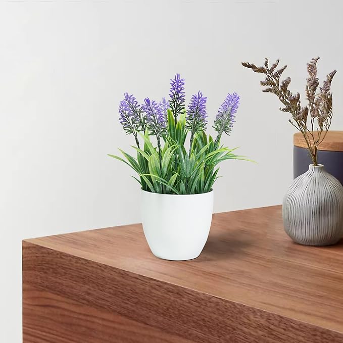 Ferrisland Fake Plants Artificial Succulent: Indoor Faux Aloe Potted Home Decor Aesthetic - Small Decorations for Office Desk or Living Room Table Shelf of Aloe Vera in Pots - 12 Inch (Lavender, 9IN)