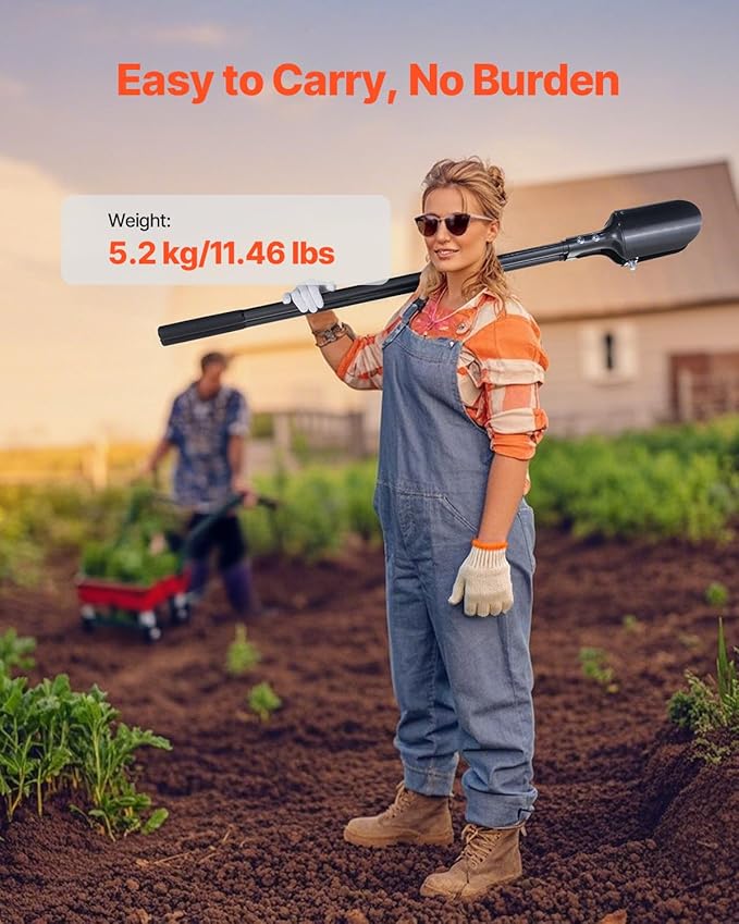VEVOR Post Hole Digger, Heavy Duty Post Hole Digger with Carbon Steel Handle, Manual Hole Digger with Scale Markings and Metal Blade, Post Hole Digger Tool for Digging Gardening Outdoors, 57.5-Inch