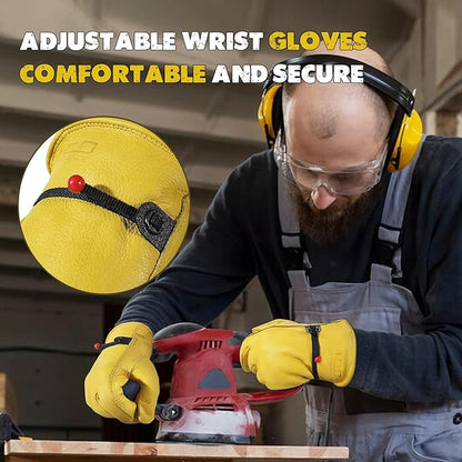 HLDD HANDLANDY Winter Work Gloves, Insulated Leather Work Glove with Abrasion Protection & Thinsulate Lining for Cold Weather