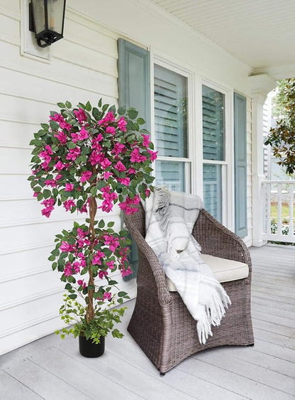 Briful 4.92FT Artificial Bougainvillea Tree in Pot – Faux Silk Bougainvillea Floral Tree Decorative Pink Fake Trees for Home Office Living Room Indoor Outdoor Décor