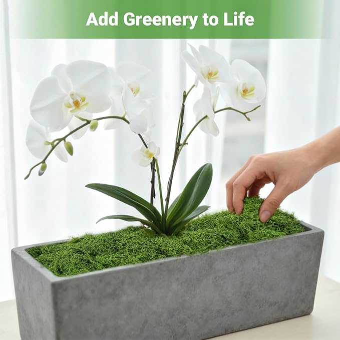 Artificial Green Moss for Potted Plants, 24.7 oz Fake Moss Decor for Indoor Plants, Glass Containers, Wedding, Gardens, DIY Crafts (Dark Green)