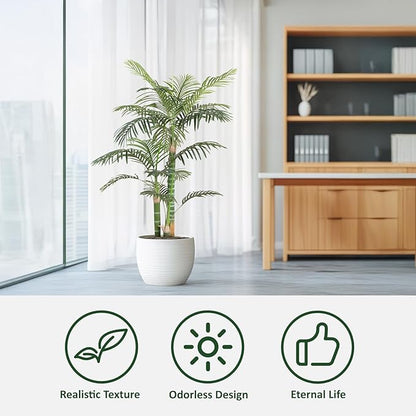 Artificial Palm Tree, Tall Tropical Palm Tree Faux Palm Plant for Indoor Outdoor Office House Living Room Home Decor
