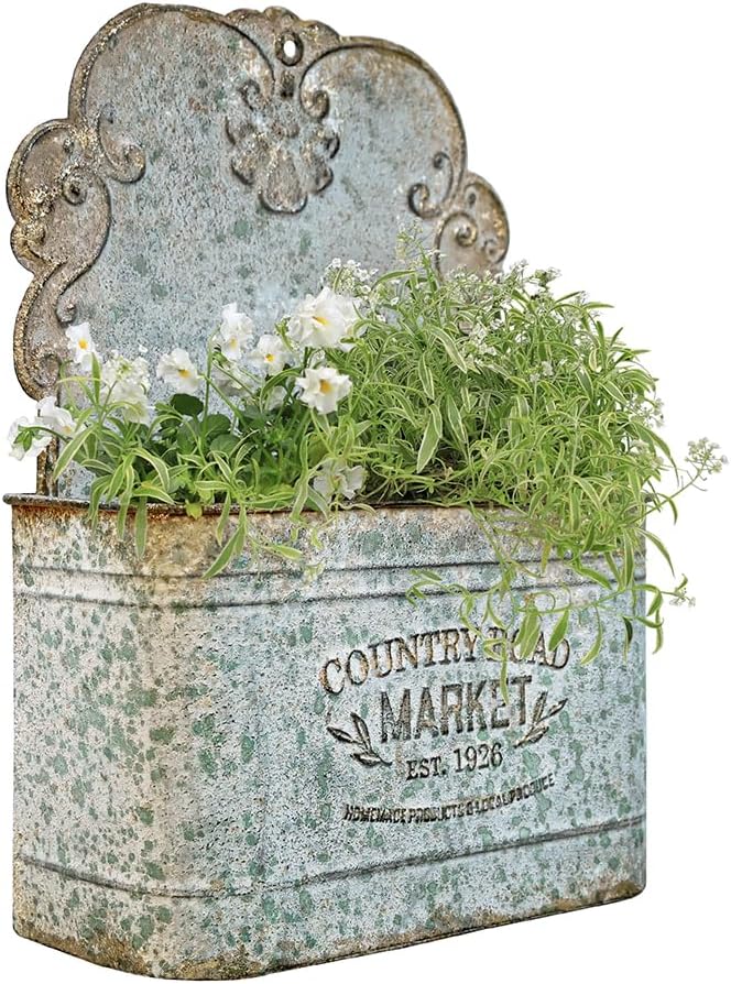 All Chic Metal Wall Planter Wall Mount Planter Metal Hanging Planter Wall Vases for Flowers Planters for Outdoor Plants for Farmhouse Decor (Rustic)