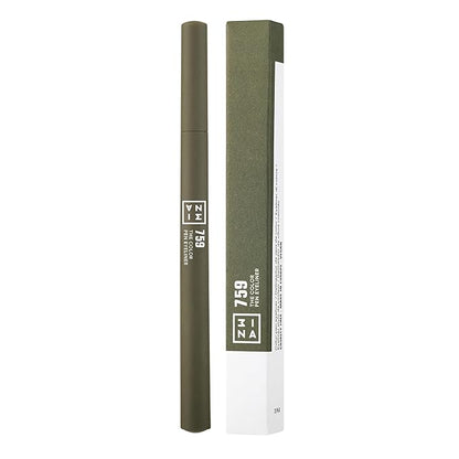3INA The Color Pen Eyeliner 759 - Ultra Fine Tip 14H Olive Green Longwear Liquid Liner - Vibrant Colors, Matte, Smudgeproof, Flake Proof Makeup - Cruelty Free, Paraben Free, Vegan Cosmetics - Green
